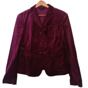 Vintage Lands' End Velvet Cranberry Jacket Blazer Women 6 Fairygrunge Victorian